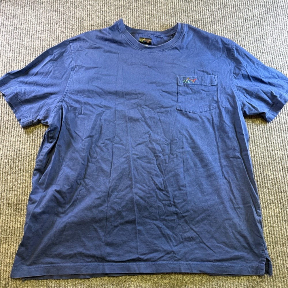 Greg Norman Mens XXL Blue Pocket T Shirt Embroidered Logo Short Sleeve